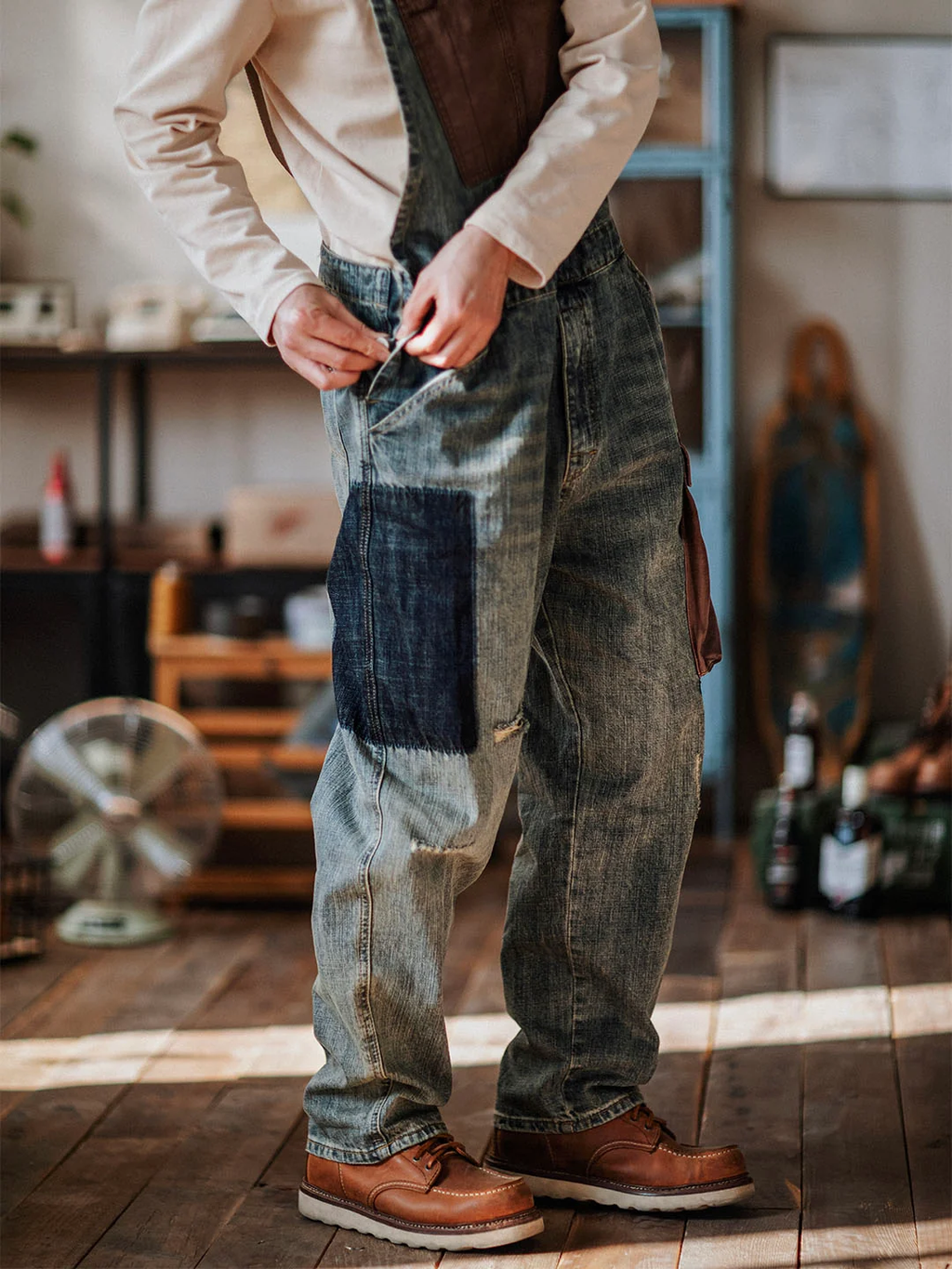 Contrast Denim Overalls