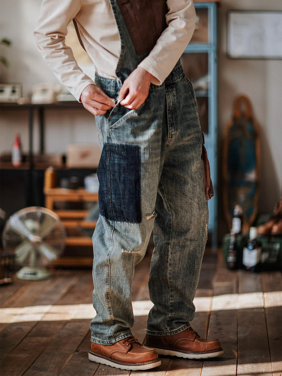 Contrast Denim Overalls
