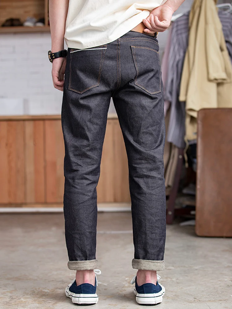 Men's American Retro Style Raw Denim Jeans